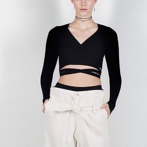 Zara Knit Wrap Crop Sweater